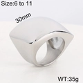 Chunk silver stainless steel dome ring with 30mm width and mirror polished finish - US 6 / 30mm Wide Plain Heavyweight Style (KR108574-KJX) / Steel