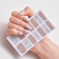 Full wrap nail stickers AF-47 in nude and silver blue glitter finish for women - AF-47 (Nude/Silver Blue Glitter)