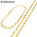 Set collana e bracciale a catena veneziana in acciaio placcato oro, misura 200x3mm - Collana 45cm / Oro 3 mm (Fibbia Quadrata)