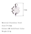 Four-leaf clover stainless steel DIY pendant with dimensions 7x11mm and 18K gold finish - DY348 Clover Silver