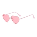 Sweet pink heart-shaped polarized sunglasses with vintage metallic frame for women - Pink Frame Ocean Pink Lens C25