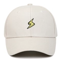 Classic beige baseball cap featuring a yellow lightning bolt embroidery on the front - Off White