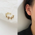 Elegant 14k gold plated non-piercing ear cuff with cubic zirconia for women - 30030-Gold Full Pave Round Drill Single