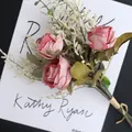 Autumn pink faux rose bouquet with white accents and twine binding 36cm length - Total Length ≈ 36cm / Autumn Pink