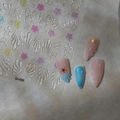 Detailed 3D embossed nail art stickers featuring shell, bow, and flower patterns - Bow Flower Shell Relief Style (CO-533)