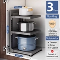 Gunmetal grey 3-tier adjustable kitchen pot rack organizer in heavy duty metal - 3-Layer / Gunmetal