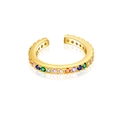 Adjustable S925 sterling silver ear cuff in gold finish with colorful gradient zircon stones - 18K Gold [Colored Stone]