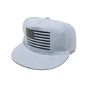 Light blue denim hip hop hat with black American flag print and flat brim design - M(56-58cm) / Gray