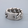 Zilveren matte 31mm titanium stalen Cubaanse schakelarmband met brede gesp voor heren - 20cm / Antiek Zilver
