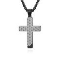 Ciondolo a croce da uomo con motivo a nido d'ape nero e argento con catena - Solo ciondolo / Nero