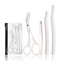 White 4-piece stainless steel eyebrow grooming kit with scissors and tweezers in a pouch - 65113 White 4-Piece Set