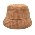 Dettaglio del cappello a secchiello in velluto a coste marrone con trama a strisce verticali - M (56-58cm) / Cachi