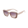 Chic butterfly frame sunglasses with pink gradient lenses and layered wavy detail - Transparent Coffee Frame Gradient Purple Lens