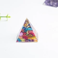3cm natural crystal pyramid ornament with colorful crushed stones and gold foil layers - Abalone Shell
