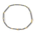 Pulsera bohemia hecha a mano con cuentas grises mate y detalles dorados pulidos - Cuentas Gris Oscuro Mate Oro