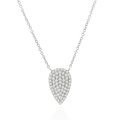 Dettaglio del ciondolo a goccia con pavé di zirconi su una sottile catena d'argento - goccia / Argento