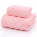 Pink coral fleece towel set with one large bath towel and one small face towel - Cut-edge Style / Towel (35*75cm) / Pink