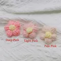 Three handmade crochet cotton flowers in gradient pink shades for DIY accessories - Clear Pink