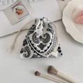 Borsa portaoggetti in cotone e lino bianco con motivo paisley nero e coulisse - Paisley Bianco