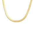 Flat golden herringbone snake chain necklace in stainless steel on a white background - 5mm Flat Snake Chain 36+8cm / Gold