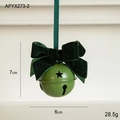 Campanella di Natale verde con fiocco di velluto, misura 7x6cm e peso di 28,5g - Campana verde