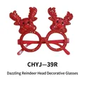 Sparkly red Christmas reindeer glasses with glitter finish for holiday party costumes - Red Colorful Reindeer Head Glasses