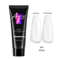 Clear 30ml Acryl Gel for nail extension showing glossy and matte finishes - Clear (15ml)