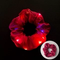 Red LED glowing satin hair scrunchie with bright night light effect for parties - Glowing Maroon