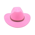 Hot pink wide brim western cowboy hat with studded rhinestone band for women and men - Rose Red