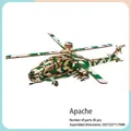 3D wooden Apache helicopter puzzle model with camouflage paint and 85 assembly pieces - Apache Helicopter B