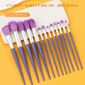 13-piece purple makeup brush set with matching storage bag and silver ferrules - 13pcs Brush Set / Purple