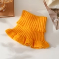 Chic yellow knitted neck warmer with ribbed texture and elegant ruffled edge detail - Adult Neck Warmer - Yellow