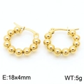 Orecchini a cerchio con perle placcati in oro 18K, dimensioni 18x4mm - Stile Cerchio con Perline 18x4mm (KE109326-LO)