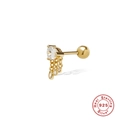 Pendiente de plata S925 dorada con piedra de corazón y colgantes de gota de agua - Estilo de Borla de Corazón / Dorado