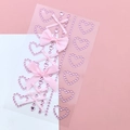 Pink rhinestone hearts and fabric butterfly bows for fairy face and eye makeup decor - Pink Bow Heart Jewels (BJA-642)