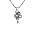Vintage silver Viking snake pendant necklace in stainless steel with detailed metal scales - Coiled Snake + Stainless Steel Chain