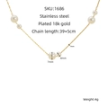 Collana in acciaio inossidabile placcato oro 18K con perle da 7mm e 4mm su catena fine - Stile Dorato (ZN1686G)