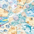 6x6 inch Beach themed DIY scrapbook paper pad with 12 watercolor designs on cardstock - R2538 24 Sheets
