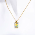 Collana tarocchi dorata in acciaio inossidabile con pendente bussola The World in smalto - MONDO / Il Mondo-Oro