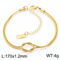 Goldenes zweilagiges Schlangenkette Armband mit Liebesknoten aus Edelstahl - Gold (KB185287-Z)