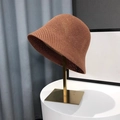 Women's brown woven bucket hat in caramel brown with elegant lace and minimalist design - Honeycomb Caramel