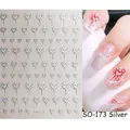 Silver liquid heart nail stickers SO-173 with vintage metallic drip effect and foil accents - SO-173 Dripping Heart / Silver