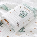 Serviette bébé 6 couches en coton blanc et vert avec motif de dragon animé doux - Tapis De Sol Épais À Six Épaisseurs - Petit Dragon Man - 110 X 110 Cm Avec Mouchoir Offert --- Article Phare En Promotion / Coton Pur De Qualité A