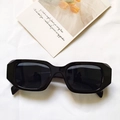 Square Morandi style sunglasses in glossy black acetate with thick geometric frame - Black Frame Full Grey