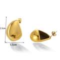 Golden teardrop C-shape earrings in polished stainless steel with 2.5cm height dimension - ER-1203/Teardrop/Gold