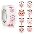 Cute cartoon pig roll labels with Thanks text for gift packaging and bakery seals - Style 9-Cartoon Pigs