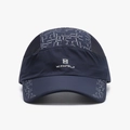 Quick-dry navy blue running cap with mesh panels and geometric prints for sports - Adjustable / Navy Blue