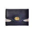 Portafoglio corto a tre ante blu navy con chiusura a scatto dorata e dettagli glitter - Nero