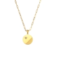 18K vergulde ketting met geometrische portrethanger en trendy paperclip-schakels - Diagonale Streep Zirconia Ronde Stijl