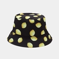 Unisex black cotton bucket hat with vibrant yellow lemon pattern for outdoor summer wear - M / Lemon Black